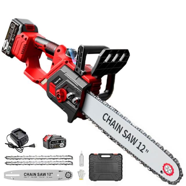 【Ogula 小倉】電鏈鋸 無刷12寸鏈鋸機 3980W工業級20000M一電 電量顯示(電動鋸子/伐木機/鋰電鋸)