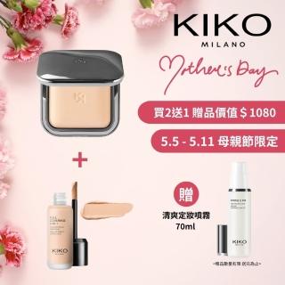 【KIKO MILANO】亮澤烘焙礦物蜜粉餅10g+完美無瑕粉底液25ml(蜜粉/蜜粉餅/粉底液/妝前乳/飾底妝/CC霜/定妝)