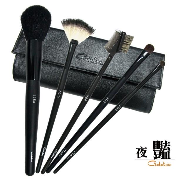 【Galatea葛拉蒂】靚夏/夜豔/戲妍彩妝5支刷具組(送皮套/刷具/化妝刷/眼影刷/腮紅刷/遮瑕刷/蜜粉刷)