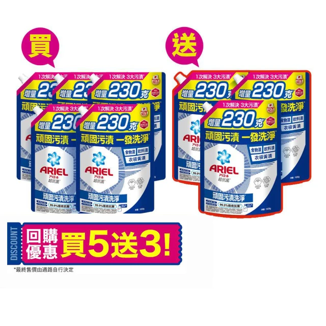 【ARIEL】超濃縮抗菌抗臭洗衣精 1030gx8包(抗菌去漬/ 室內晾衣)