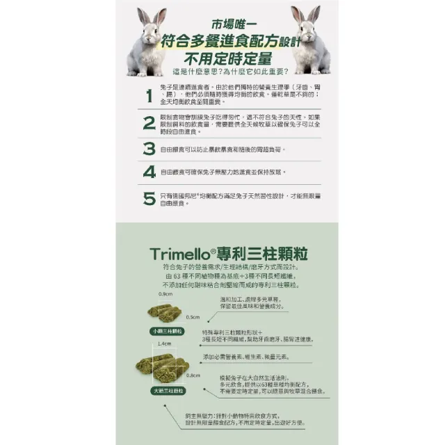 【Bunny Nature 德國邦尼】夢想成兔小顆三柱顆粒-無糖蔬菜配方1.5kg(84種天然草本植物/無限量餵食)