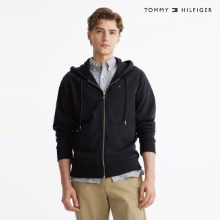 【Tommy Hilfiger】官方旗艦館 基本款拉鍊連帽外套 黑色