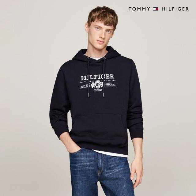 【Tommy Hilfiger】官方旗艦館 徽章刺繡連帽衛衣 _藍色