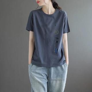 【ONEY 歐妮】★印花圖騰上衣七色任選(女上衣/舒適/圓領/T恤)