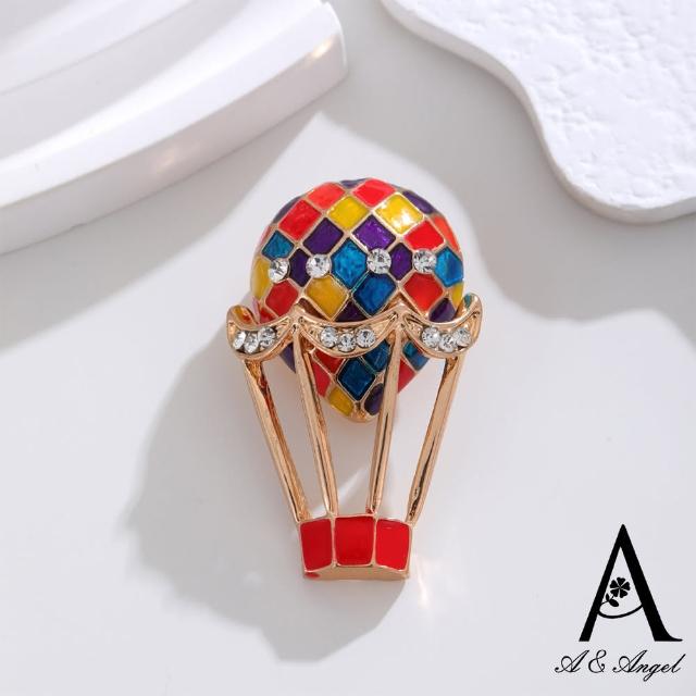 【ANGEL】荷蘭熱氣球琅菱格胸針別針兩用款(金色)