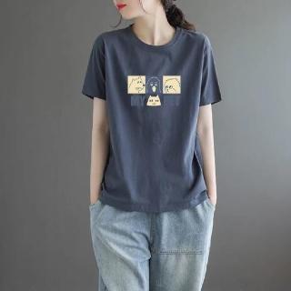 【ONEY 歐妮】★大尺碼動物塗鴉上衣(女上衣/舒適/圓領/T恤)
