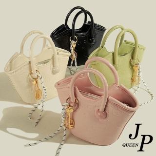 【Jpqueen】網球麻繩個性復古水桶手提斜垮肩揹包(4色可選)