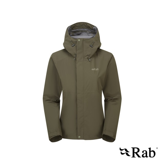 【RAB】Downpour Jacket Wmns 防風防水連帽外套 女款 軍綠 #QWI07