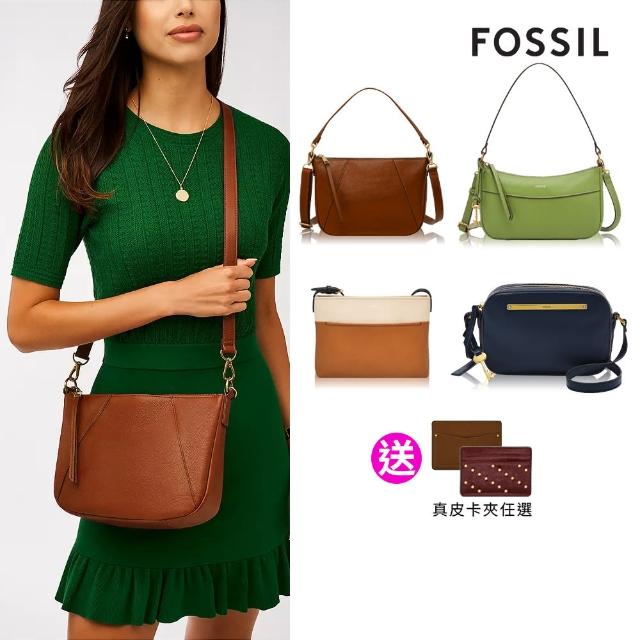 【FOSSIL 官方旗艦館】母親節超值組★真皮斜背包/相機包/法棍包 買包送夾(多色可選 買一送一組)