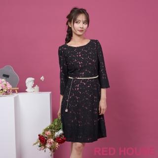【RED HOUSE 蕾赫斯】雅緻花朵蕾絲洋裝(共2色)