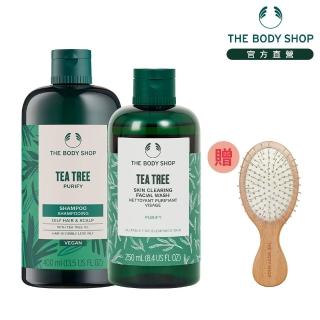 【THE BODY SHOP 美體小舖】茶樹清新淨化洗沐組(洗髮精400ML+沐浴膠250ML)