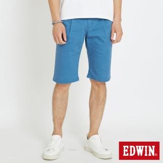 【EDWIN】男裝 休閒打摺短褲(藍色)