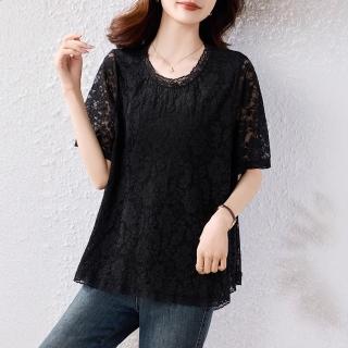 【ALLK 歐楷】新品 蕾絲層次上衣 共2色(尺寸L-XXL/中大尺碼/涼爽/透氣)