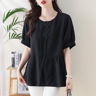 【ALLK 歐楷】新品 圓領傘狀上衣 黑色(尺寸L-XXL/中大尺碼/涼爽/透氣)