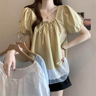 【ALLK 歐楷】新品 蕾絲拼接上衣 共3色(尺寸L-XXL/中大尺碼/涼爽/透氣)