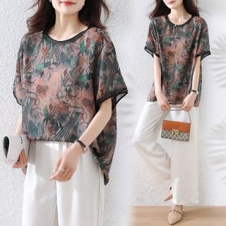 【ALLK 歐楷】新品 幾何印花上衣 圖片色(尺寸L-XXL/中大尺碼/涼爽/透氣)