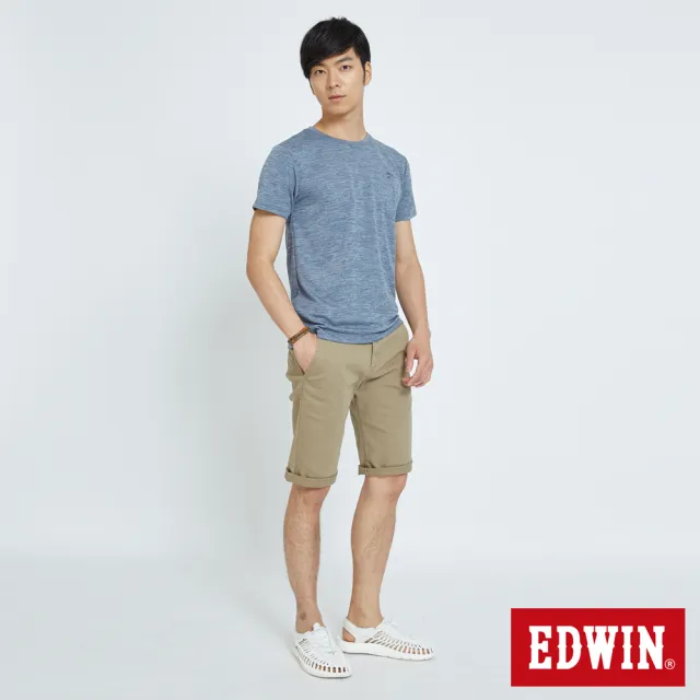 【EDWIN】男裝 基本斜袋休閒短褲(褐色)