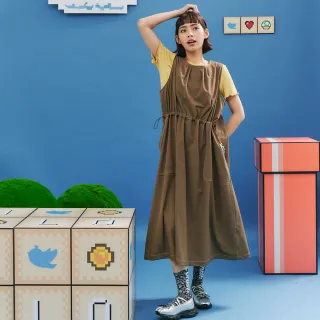 【Dailo】率性質感壓線休閒背心洋裝(綠 咖 灰)