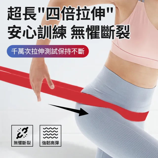 【YORI 優里】健身彈力帶 紅色15-35磅(乳膠拉力帶 阻力帶 瑜珈彈力繩 健力繩 重力訓練繩)