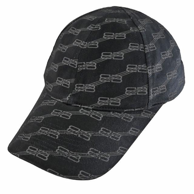 【Balenciaga 巴黎世家】新版經典雙B LOGO緹花棉質個性遮陽帽棒球帽(黑)