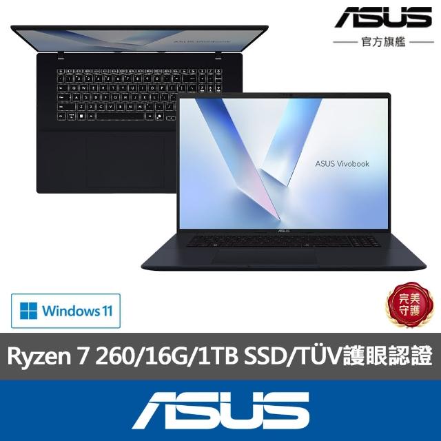 【ASUS 華碩】18吋Ryzen 7 輕薄筆電(Vivobook 18 M1807HA/Ryzen 7 260/16G/1TB/W11)
