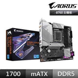 【GIGABYTE 技嘉】B760M AORUS ELITE AX DDR5 主機板+Intel i7-12700KF 12核/20緒(M+C 組合包)