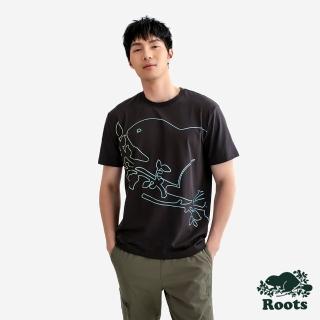 【Roots】Roots 男裝-SUPER BEAVER 短袖上衣(碳黑色)