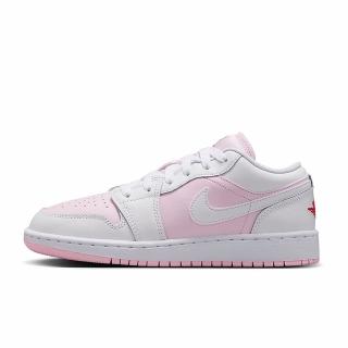 【NIKE 耐吉】AIR JORDAN 1 LOW GS 女鞋 大童 休閒鞋 運動鞋 AJ1 喬丹 粉白(553560608)
