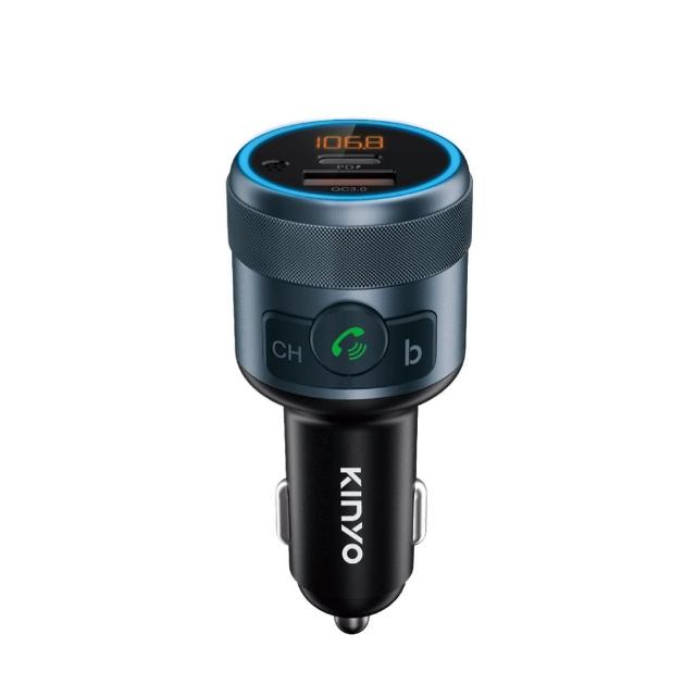 【KINYO】藍牙車用音響轉換器/免持通話/點菸器車充-USB、Type C(ADB-8960)