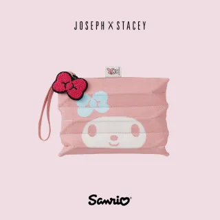 【JOSEPH AND STACEY】三麗鷗聯名針織百褶化妝包-小(美樂蒂櫻花粉/官方直營/JS百褶包/SANRIO/韓系)
