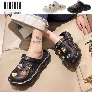 【Alberta】跟高3.5cm 厚底可愛洞洞鞋 踩屎感 休閒涼拖鞋 2色