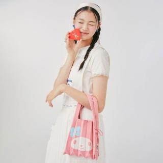 【JOSEPH AND STACEY】三麗鷗聯名針織百褶包-小(美樂蒂櫻花粉/官方直營/JS百褶包/SANRIO/韓系)