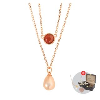 【Hommy Jewelry】Pure Pearl法蘭西的紅寶石珍珠雙鍊(母親節禮物 天然珍珠 巴西紅石榴寶石)