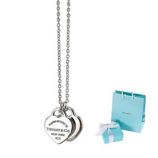 【Tiffany&Co. 蒂芙尼】心心相映迷你吊牌墜飾925純銀項鍊