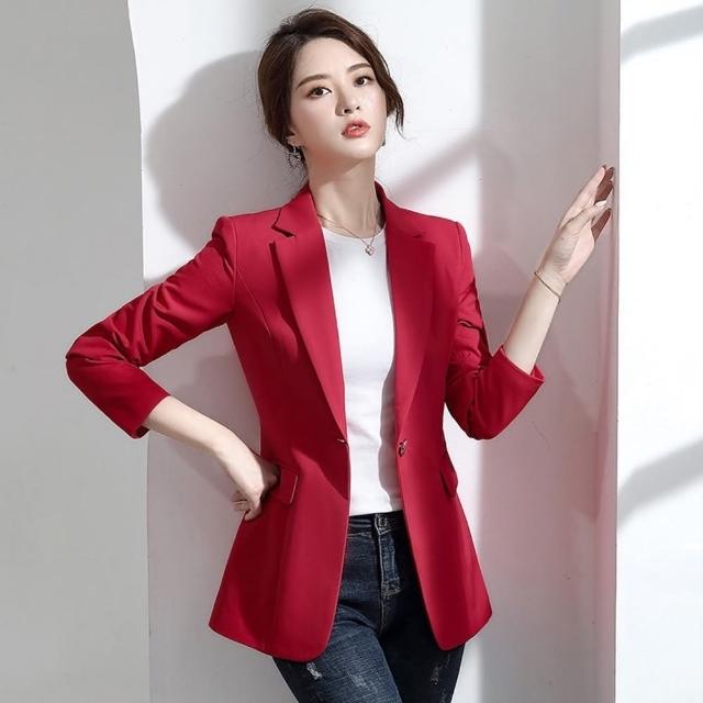 【米蘭精品】現貨+預購 西裝外套休閒西服(氣質百搭純色修身女外套5色74co40)
