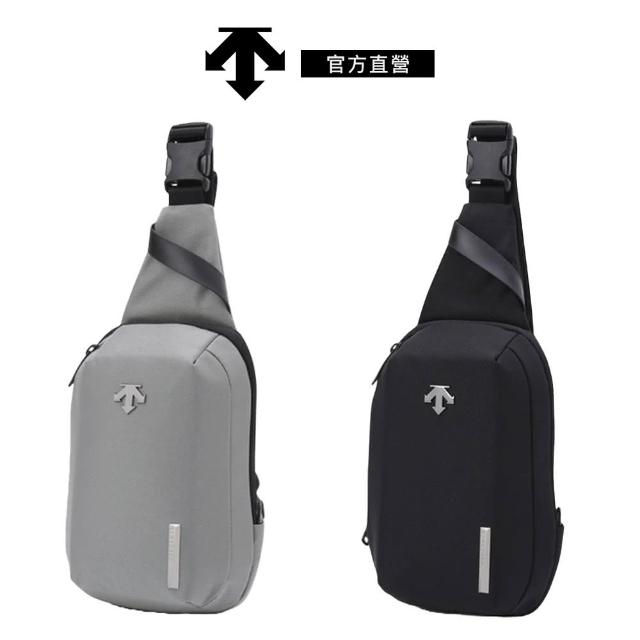 【DESCENTE】迪桑特 中性 運動休閒斜背包 S號(黑色/灰色)