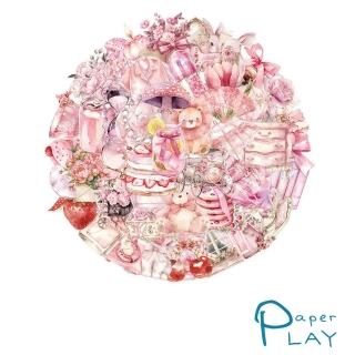 【Paper Play】櫻花粉主題物件PET貼紙 相片DIY咕卡手帳貼紙 50張入(PET貼紙 咕卡貼紙 手帳貼紙)