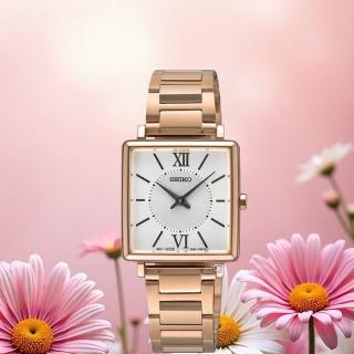 【SEIKO 精工】CS 獨特方形設計女錶 手錶(4N30-00N0K.SWR112P1/玫瑰金色)