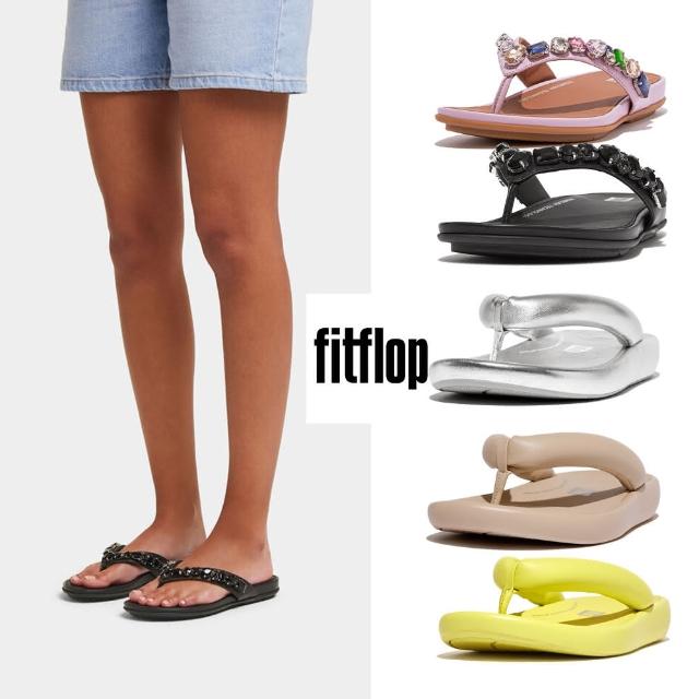 【FitFlop】寶石皮革/軟墊皮革夾腳涼鞋-女(13款)