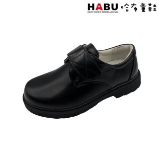 【HABU 哈布童鞋】簡約沉穩 黏扣帶學生皮鞋 Q63-BK(黏扣帶 魔鬼氈)