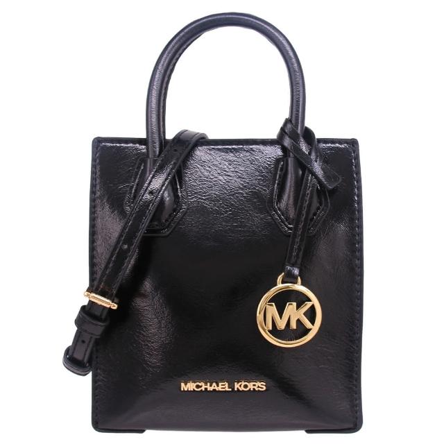 【Michael Kors】MERCER系列 迷你款 金字LOGO 全皮革 手提/斜背 兩用斜背包/琴譜包(黑)