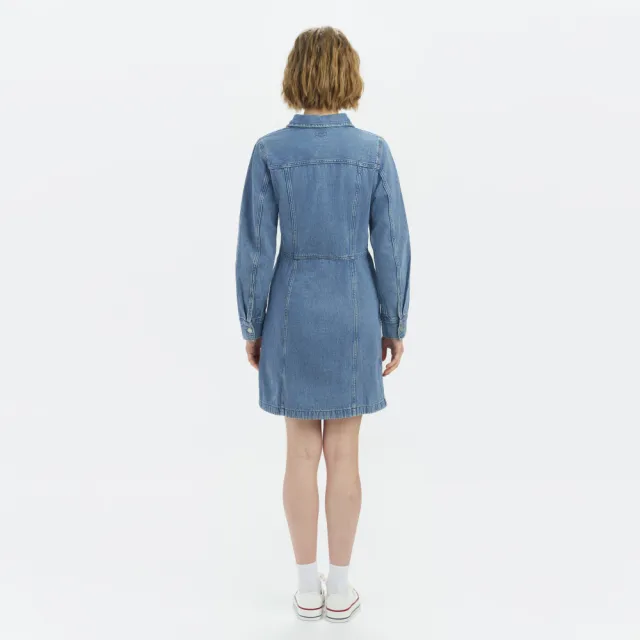 【LEVIS】女款 經典丹寧牛仔長袖洋裝 上衣 熱賣單品 A7592-0001