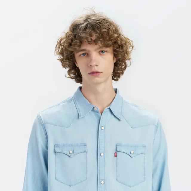 【LEVIS】1954s 男款 長角丹寧牛仔長袖襯衫 上衣 熱賣單品 A6130-0002