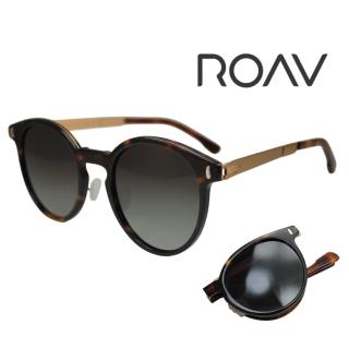 【ROAV】美國洛杉磯品牌 Milkyway 輕量薄鋼折疊偏光太陽眼鏡 OS001 玳瑁圓框漸層灰偏光14.20.42 公司貨