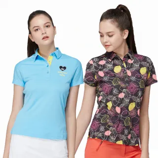【KING GOLF】速達-獨家特談！女款機能修身印花吸濕排汗短袖POLO衫/造型上衣/高爾夫球衫(多款任選)
