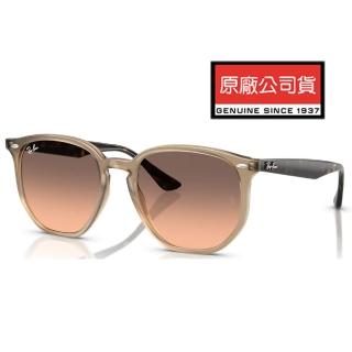 【RayBan 雷朋】亞洲版 時尚多邊太陽眼鏡 舒適加高鼻翼設計 RB4306F 678846 奶茶框面茶色漸層鏡片 公司貨