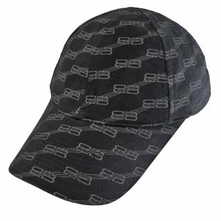 【Balenciaga 巴黎世家】新版經典雙B LOGO緹花棉質個性遮陽帽棒球帽(黑)
