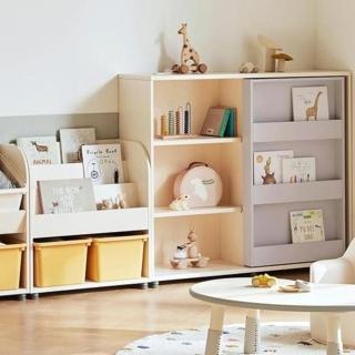 【iloom 怡倫家居】EDDI KIDS 滑軌書架+玩具書櫃 3色(書架 書櫃 櫃子 雙層書架 兒童書架 置物書架 玩具櫃)