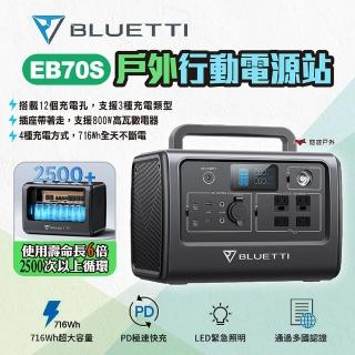 【BLUETTI】EB70S 戶外行動電源站+ENERCENTRIK 100W太陽能板(悠遊戶外)