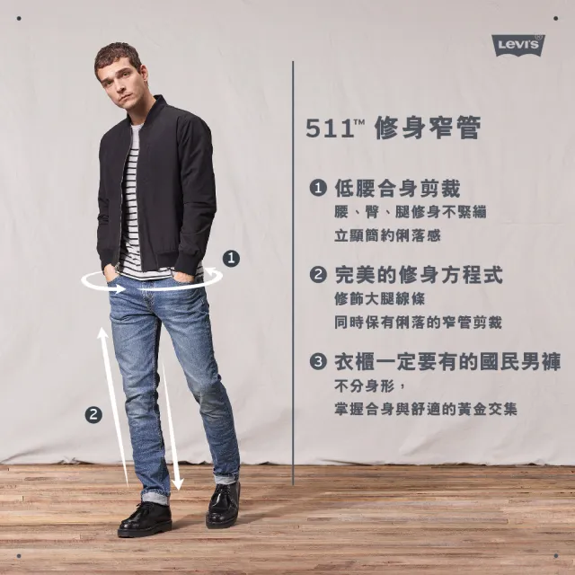 【LEVIS】511男款低腰合身直筒丹寧牛仔褲 / 彈性 /破壞加工 熱賣單品 04511-5944